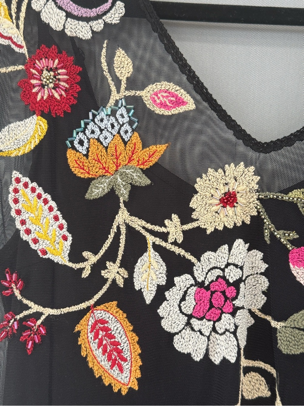 Johnny Was Black Maxi Dress with Multicolor Floral Embroidery - Picture 2 of 2